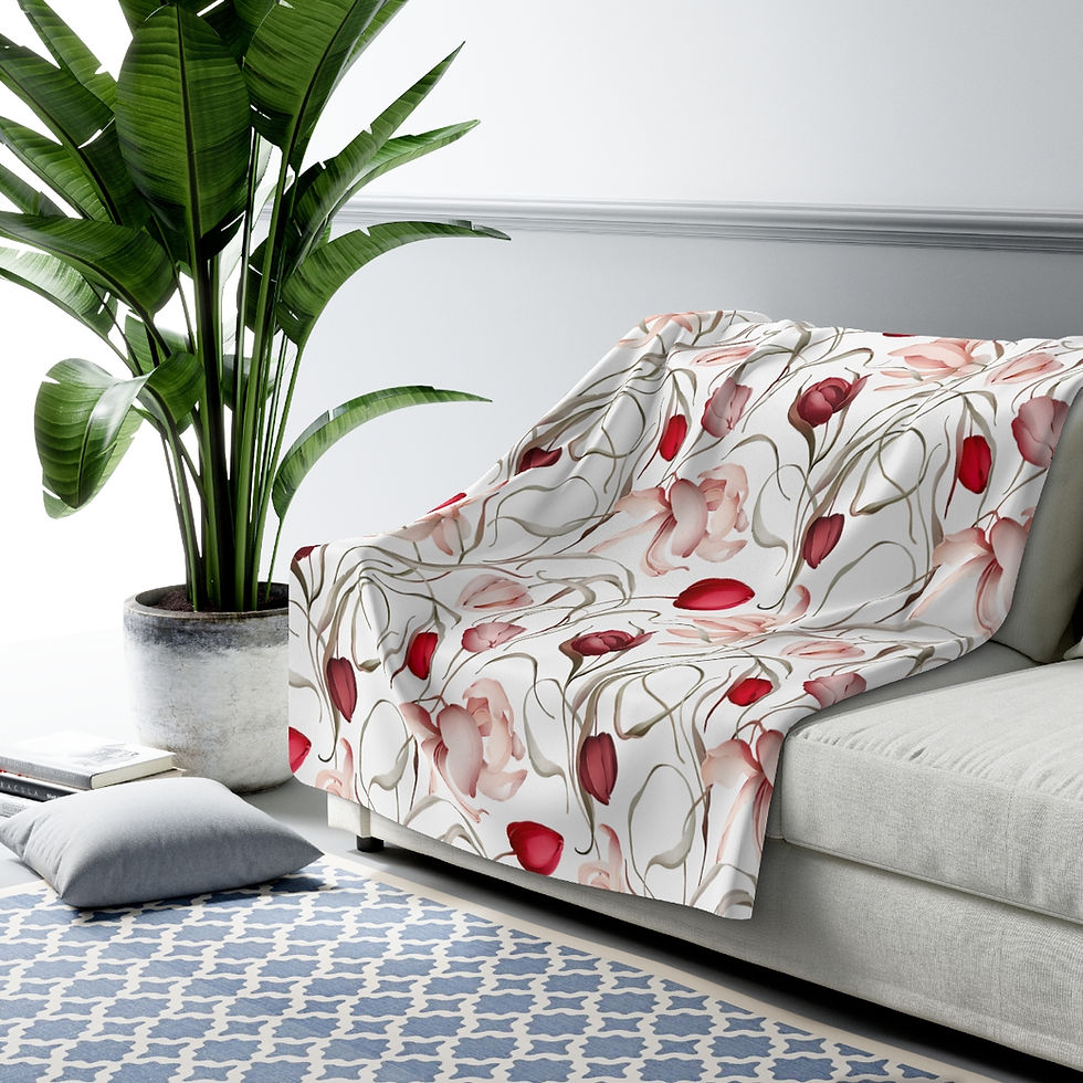 Thumbnail: Sulė Tulips White Sherpa Fleece Blanket