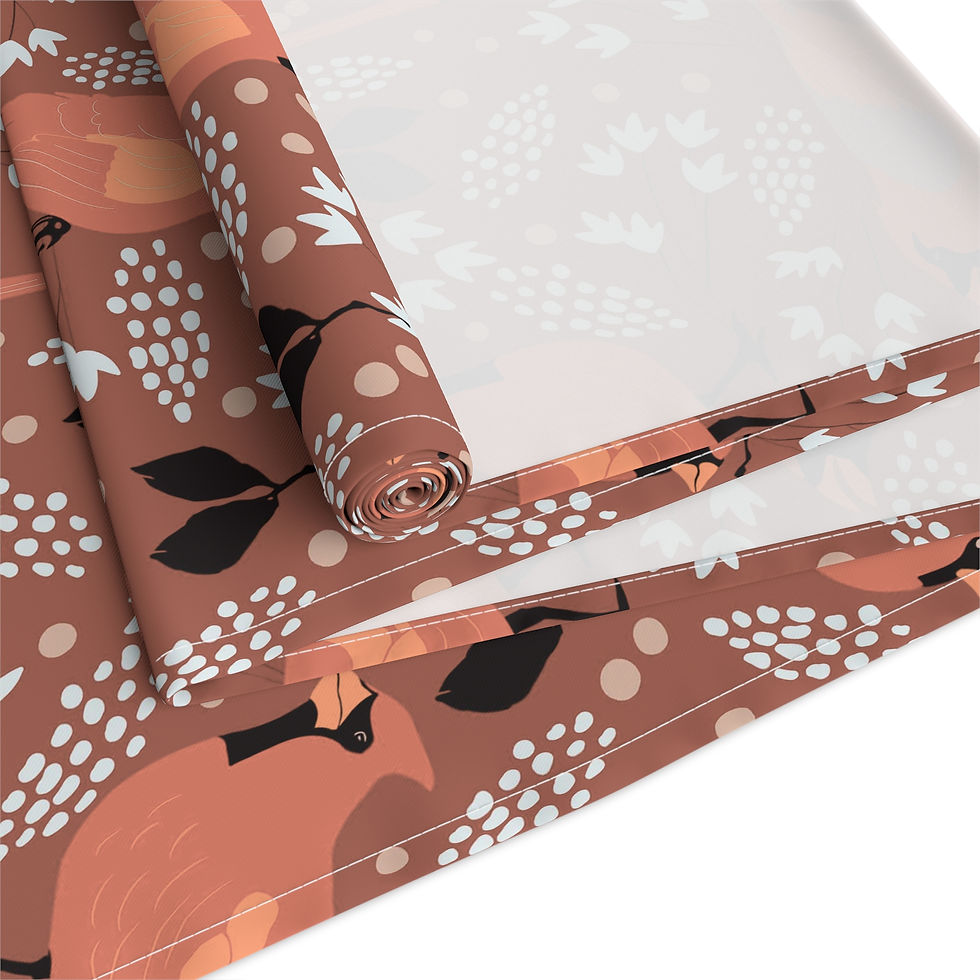 Thumbnail: Bird Pattern Table Runner — Terracotta Floral Cotton-Poly Dining Decor