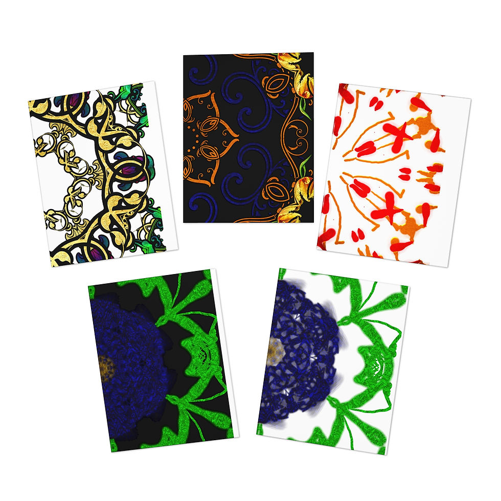 Thumbnail: Kaleidoscope Art Greeting Cards — 5-Pack Assorted Decorative Note Cards