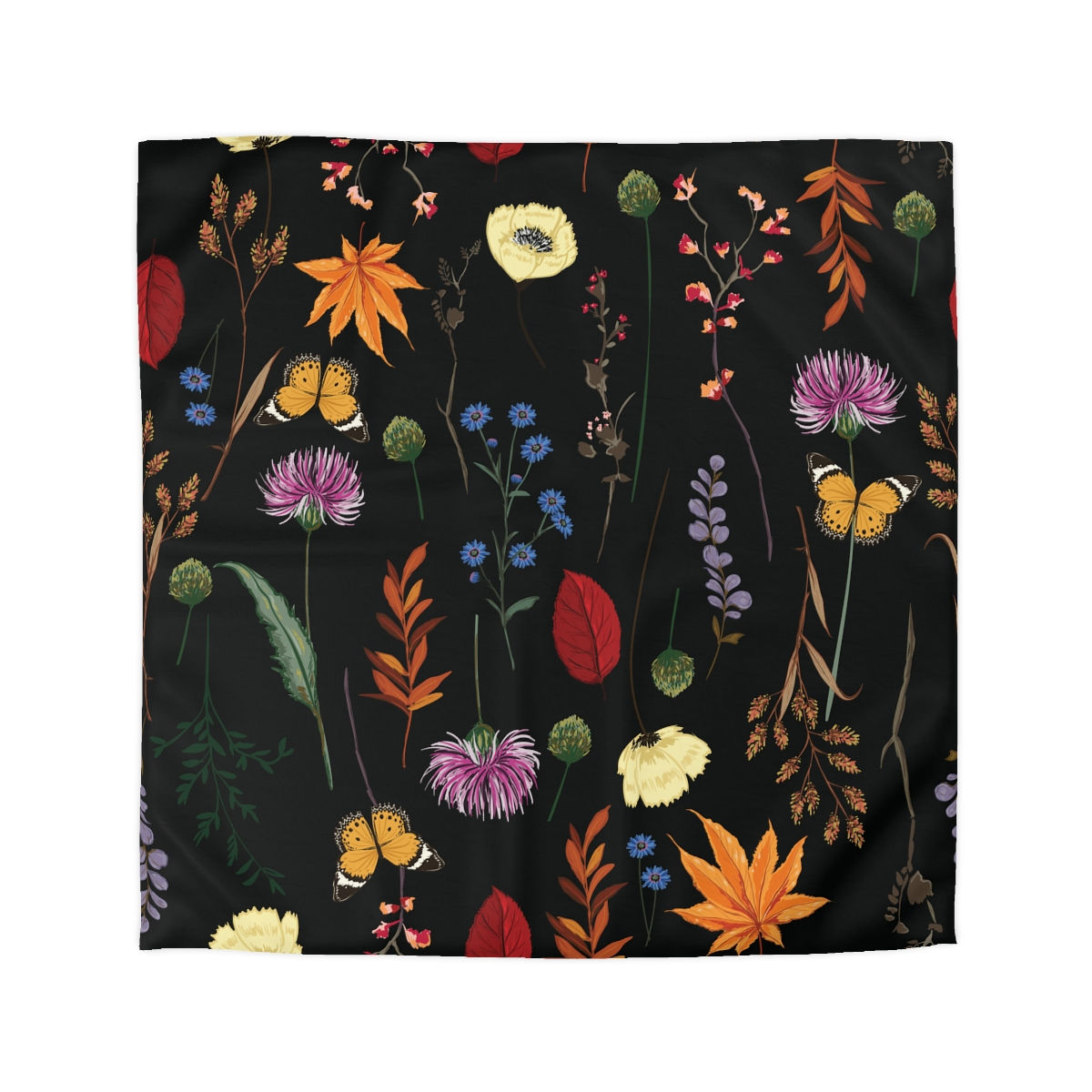Midnight Wildflowers Microfiber Duvet Cover