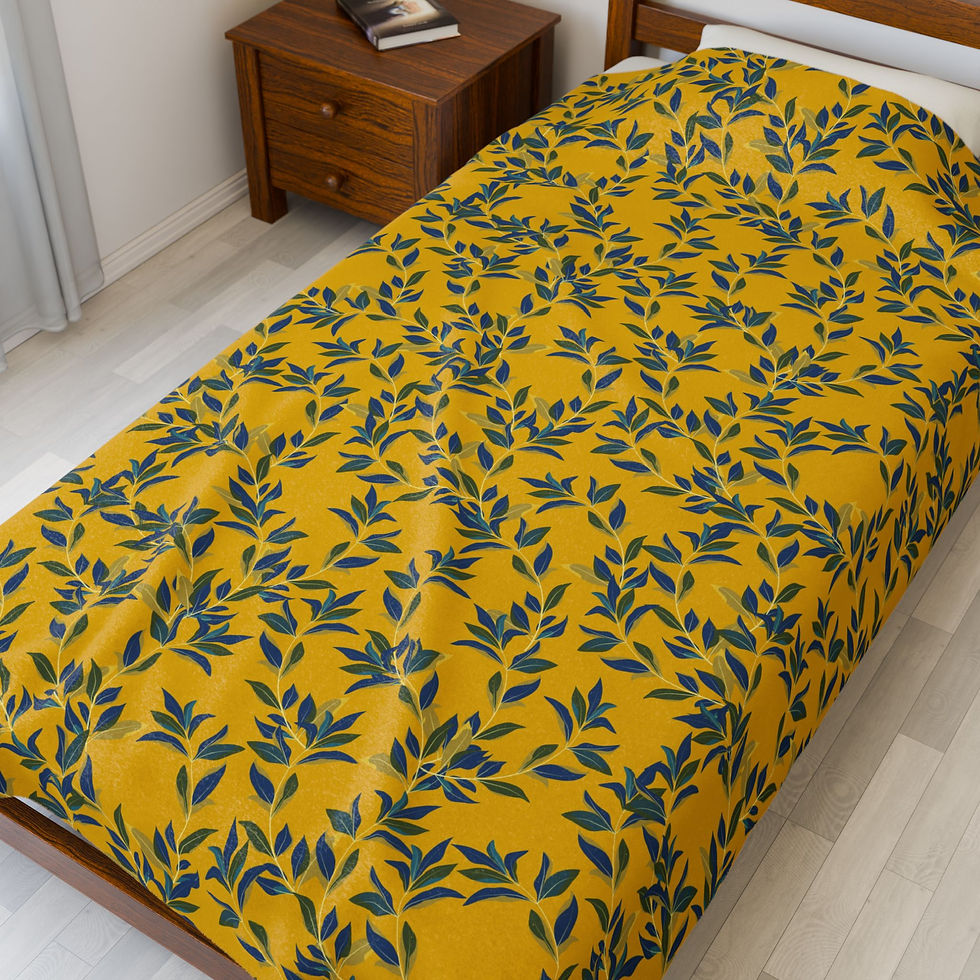 Thumbnail: Cozy Leaves Floral Velveteen Plush Blanket