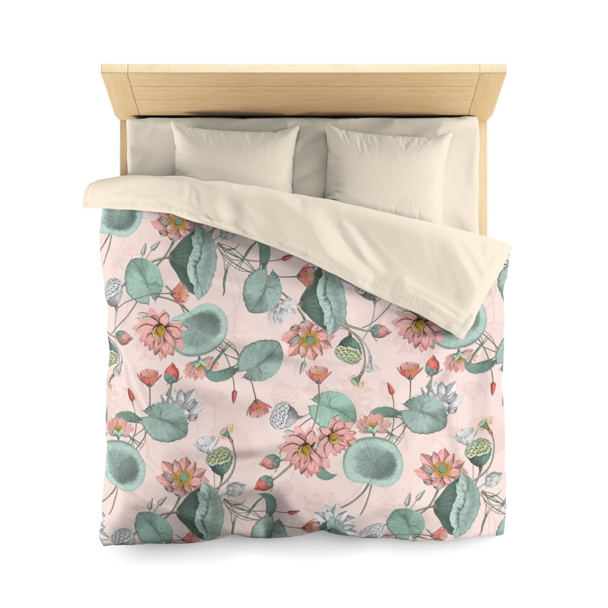 Nelumbo Peach Microfiber Duvet Cover