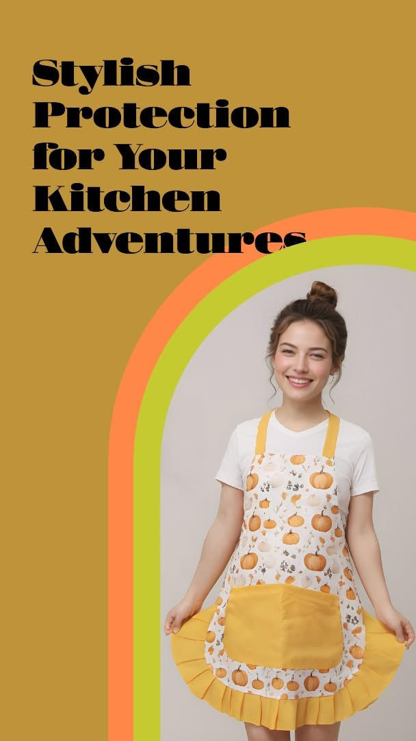 Thumbnail: 👗 Elegant Floral Apron with Pockets & Adjustable Strap for Women