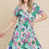 Thumbnail: BOMBOM Ruched Floral V-Neck Short Sleeve Dress