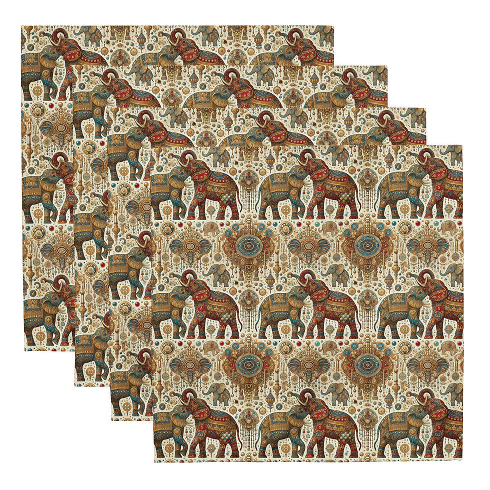 Thumbnail: Golden Elephants Cloth napkin set