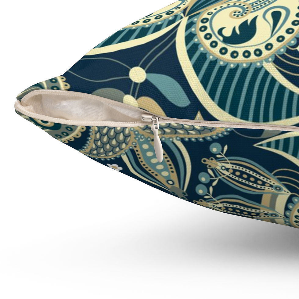 Thumbnail: Green Paisley  Spun Polyester Square Pillow