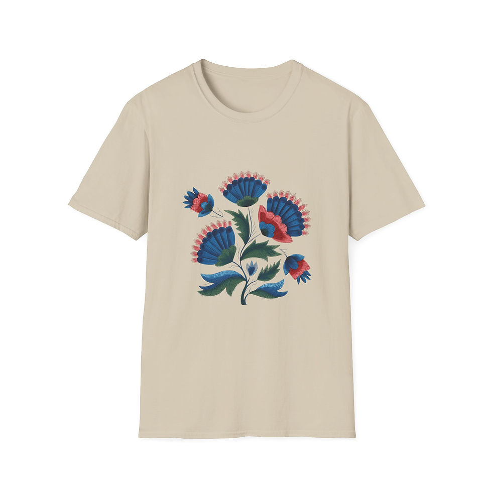 Floral Folk Art T-Shirt — Colorful Retro Tulip Graphic