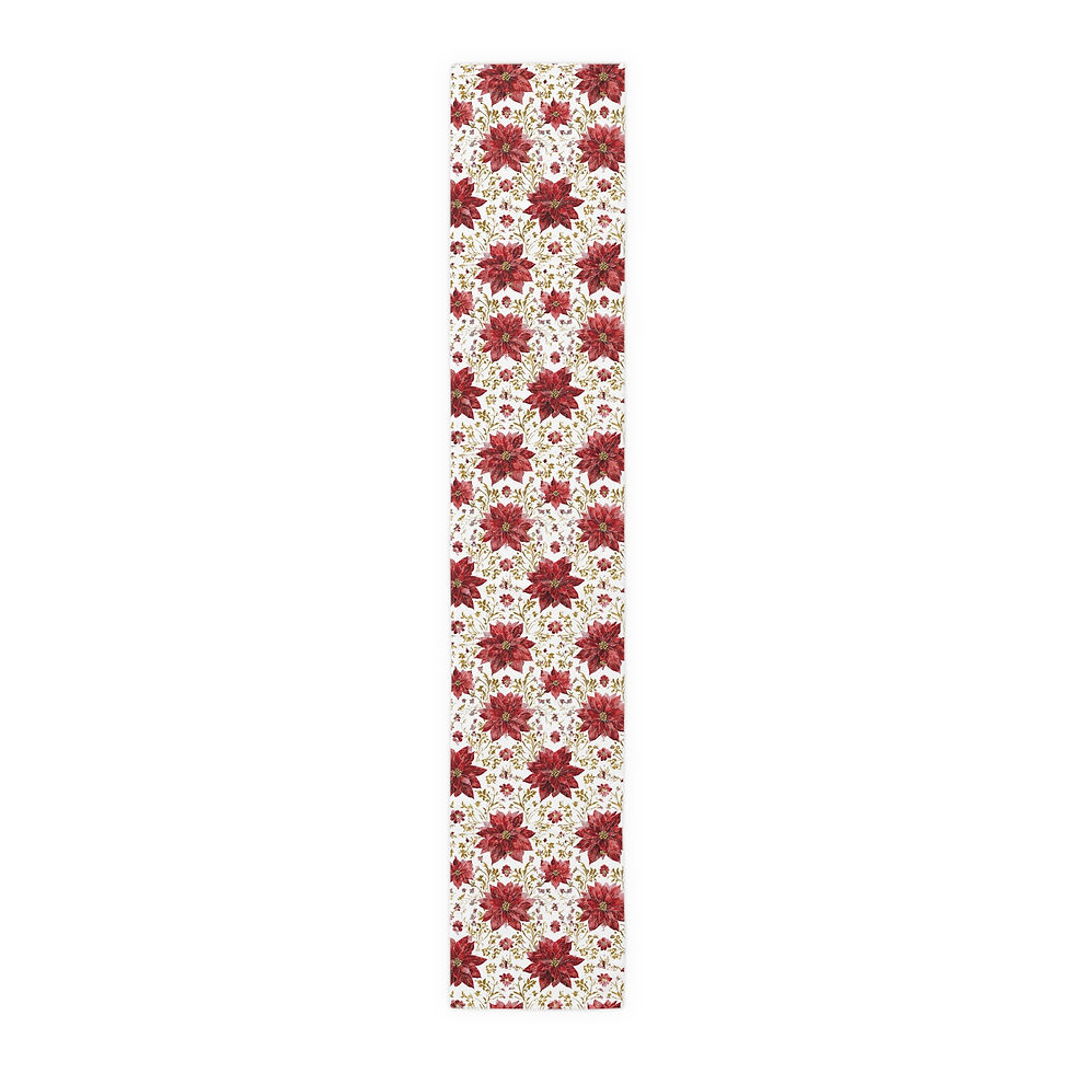 Thumbnail: Poinsettia Holiday Table Runner — Red Floral Christmas Dining Decor