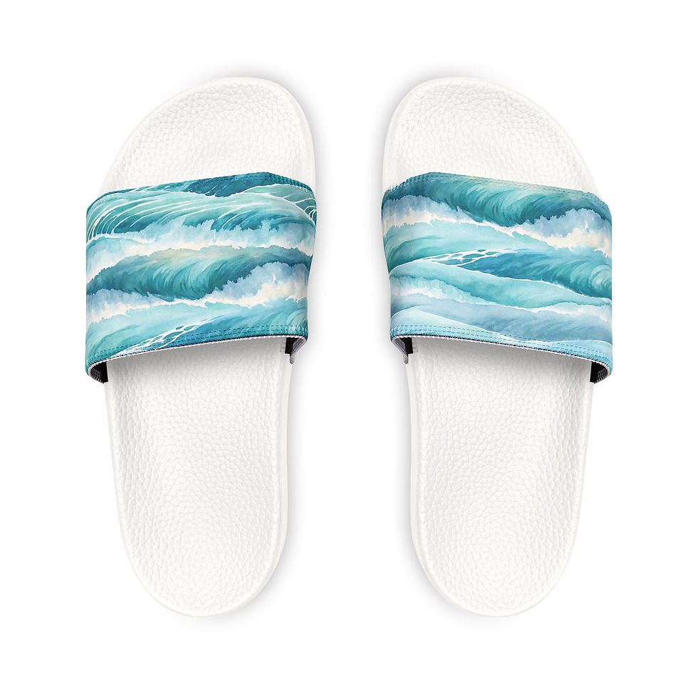 Thumbnail: Wave-Print Slide Sandals — Women's Removable-Strap Beach Slides