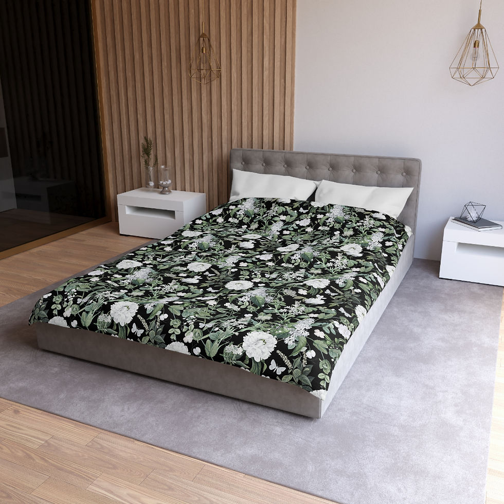 Thumbnail: Lush Green (Black) Microfiber Duvet Cover