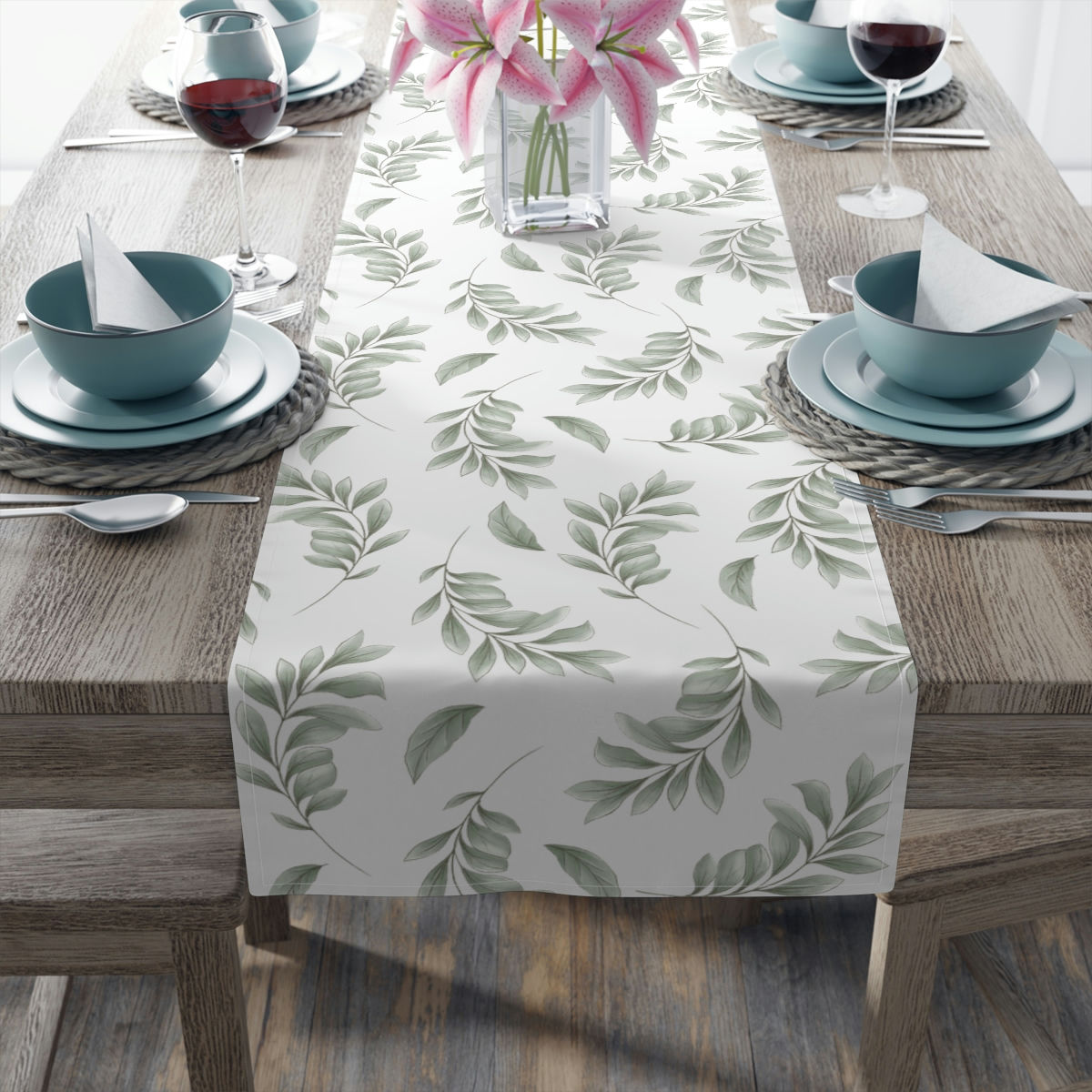 Delicate Floral Sprigs Table Runner (Cotton, Poly)