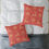 Thumbnail: Golden Reindeer and Stars (red) Spun Polyester Pillow