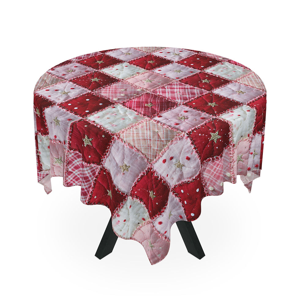 Thumbnail: Romantic Holiday Tablecloth - Festive Patchwork Design for Celebrations