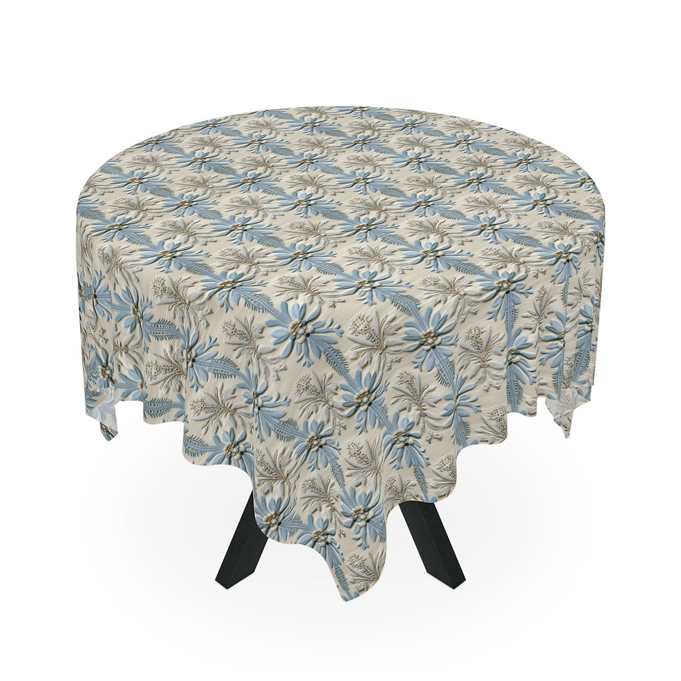 Thumbnail: Tablecloth Embroidery Floral Blue