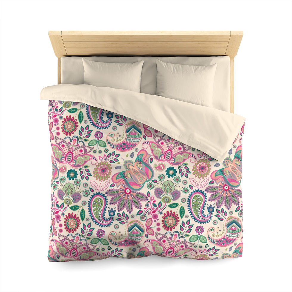Thumbnail: Pink Paisley Microfiber Duvet Cover