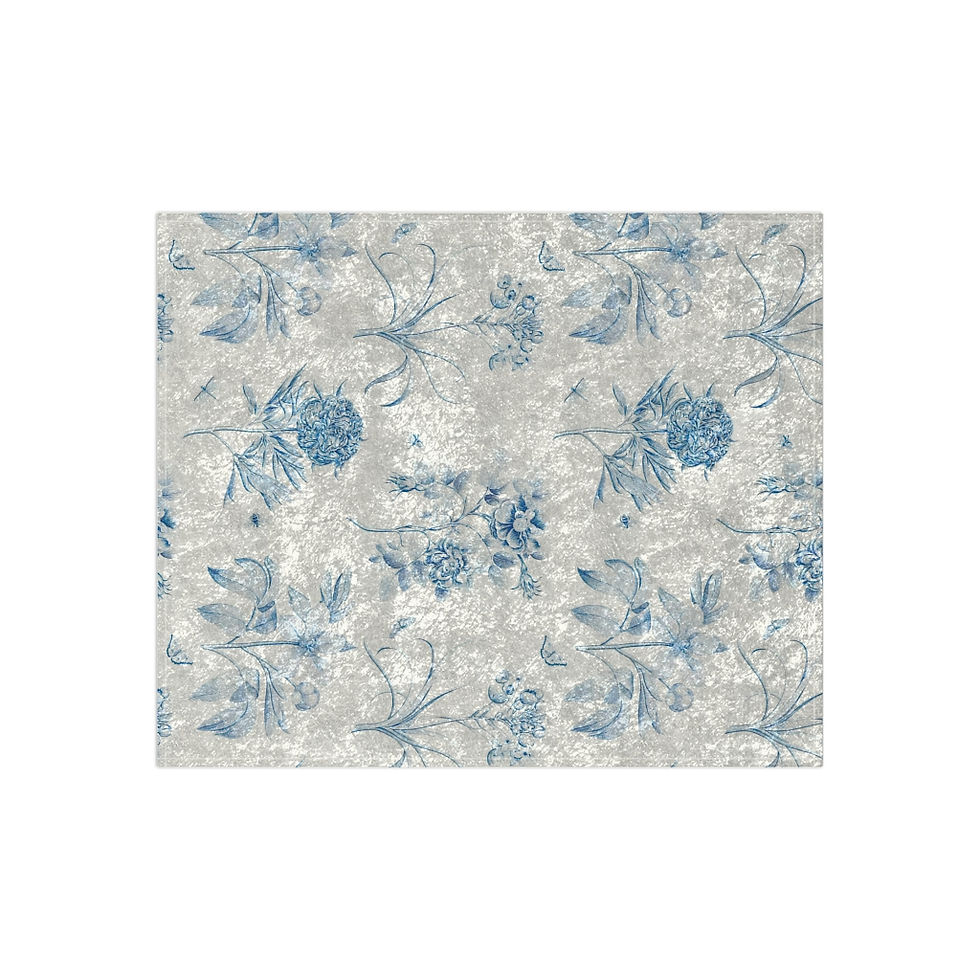 Thumbnail: Delicate Blue Wm Morris Design Crushed Velvet Blanket