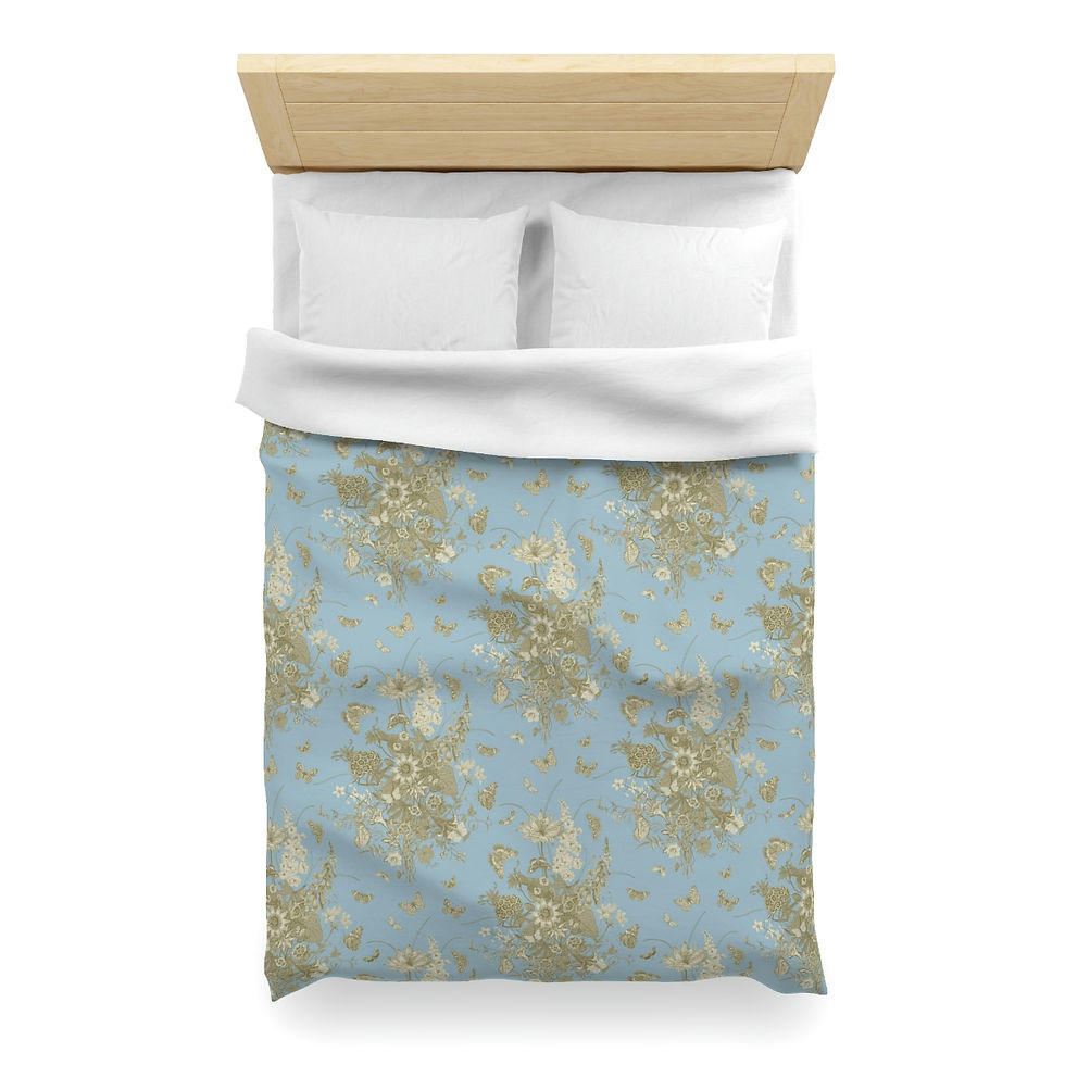 Thumbnail: Classic Floral Blue Microfiber Duvet Cover