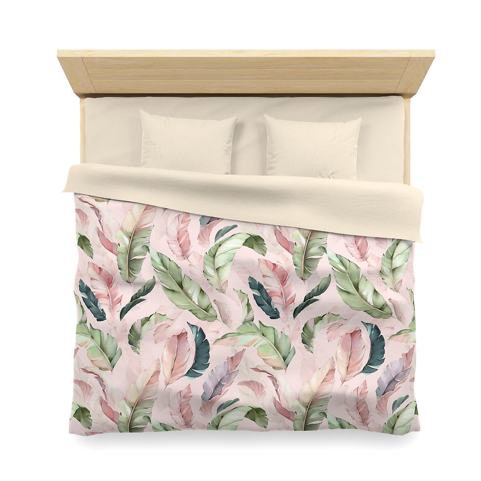 Thumbnail: Beautiful Leaves (Pink) Microfiber Duvet Cover