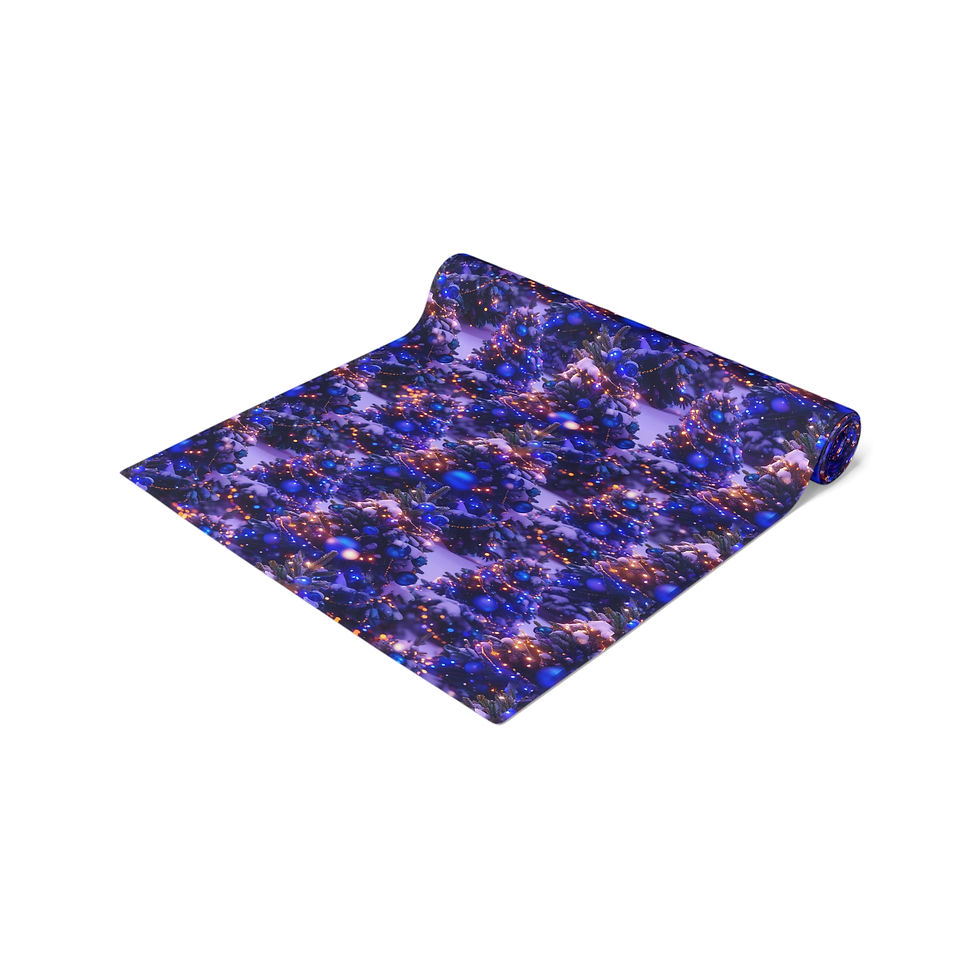 Thumbnail: Blue Christmas Tree Forest Elegant Floral Table Runner for Home Decor