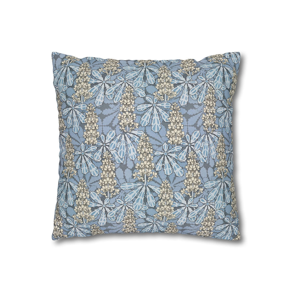 Thumbnail: Blue Floral Square Pillowcase — Botanical Pattern Decorative Throw Pillow Cover