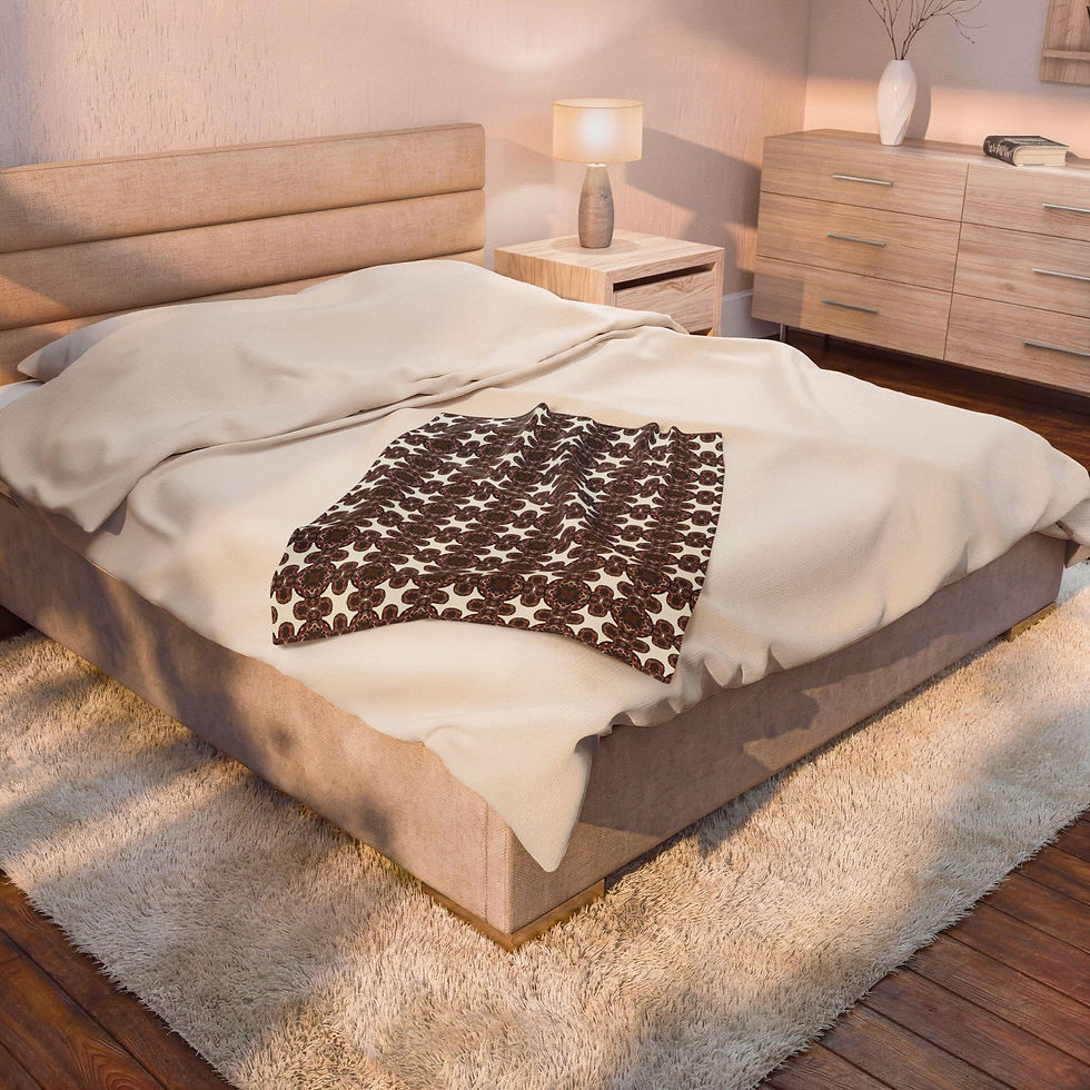 Thumbnail: Velveteen Plush Blanket — Vintage Floral Geometric Throw for Cozy Home Décor