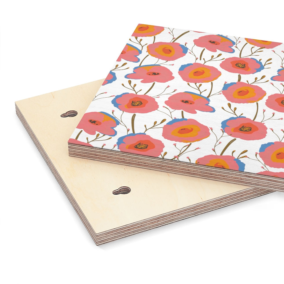 Thumbnail: Abstract Circle Flowers Wood Canvas