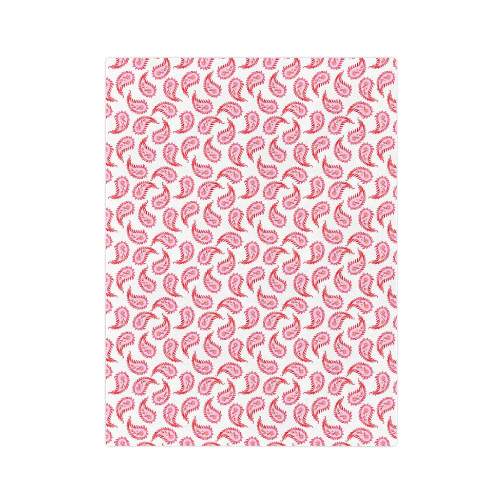 Thumbnail: Red/Pink Paisley Velveteen Minky Blanket