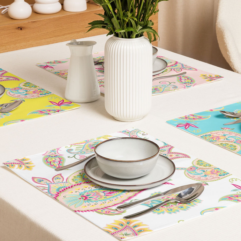 Thumbnail: Pink Paisley Placemat Set