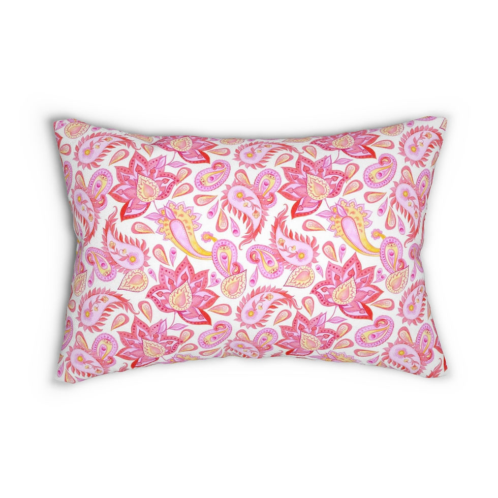 Paisley Spun Polyester Lumbar Pillow