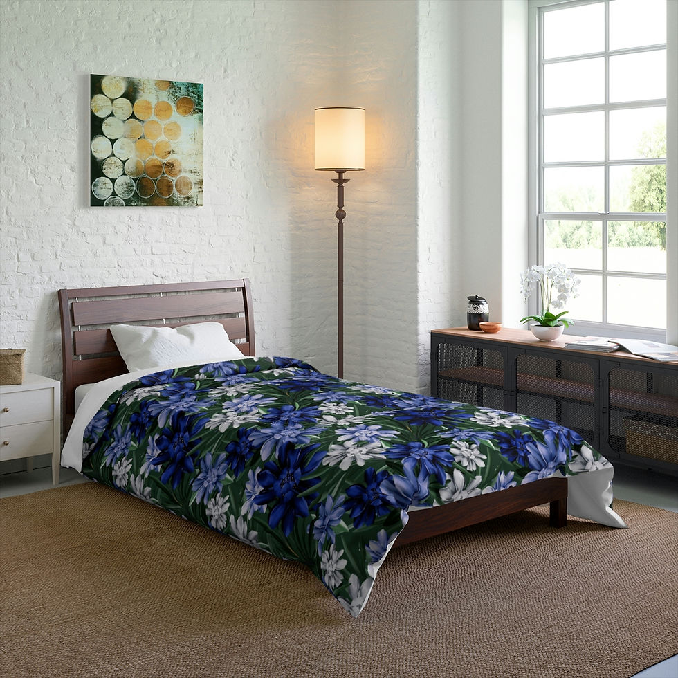 Thumbnail: Kiss of Spring Comforter (Dark Green Background)