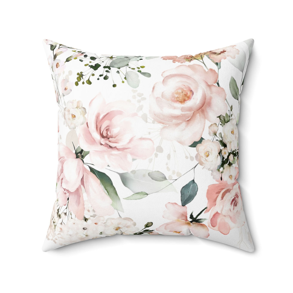 Soft Pink Floral Spun Polyester Square Pillow