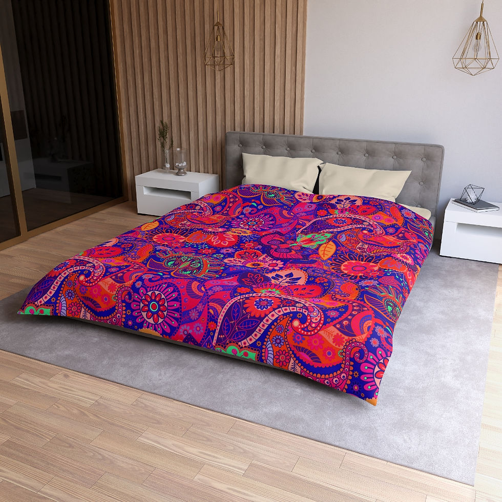 Thumbnail: Happy Paisley Pinks Microfiber Duvet Cover