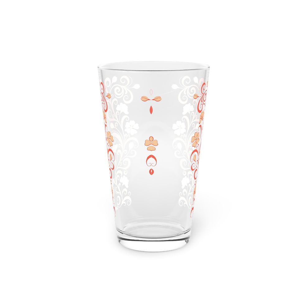 Thumbnail: Floral Patterned Pint Glass - 16oz Celebrate Love & Friendship