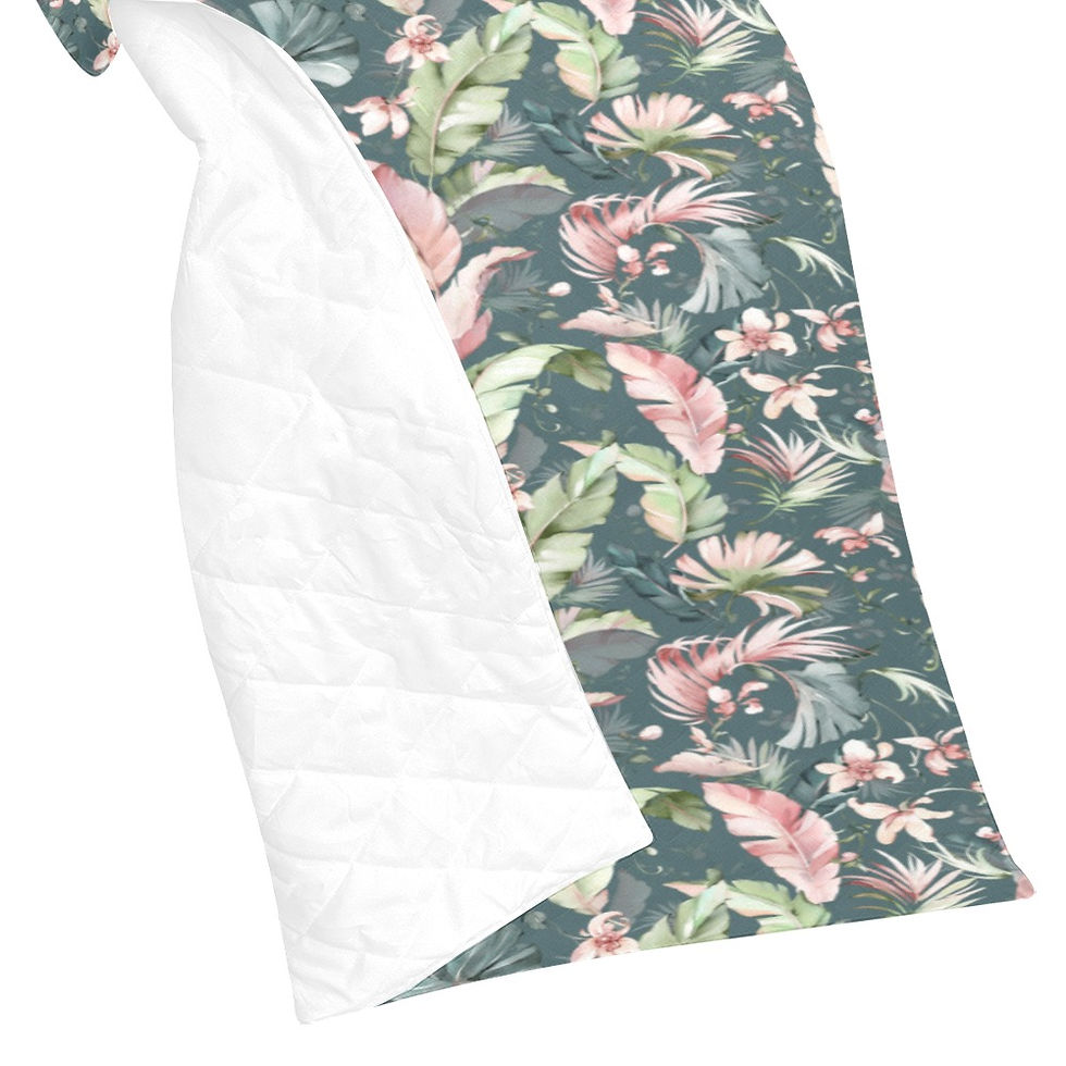 Thumbnail: Tropic Beauty Drk Gray Quilt 70"x80"