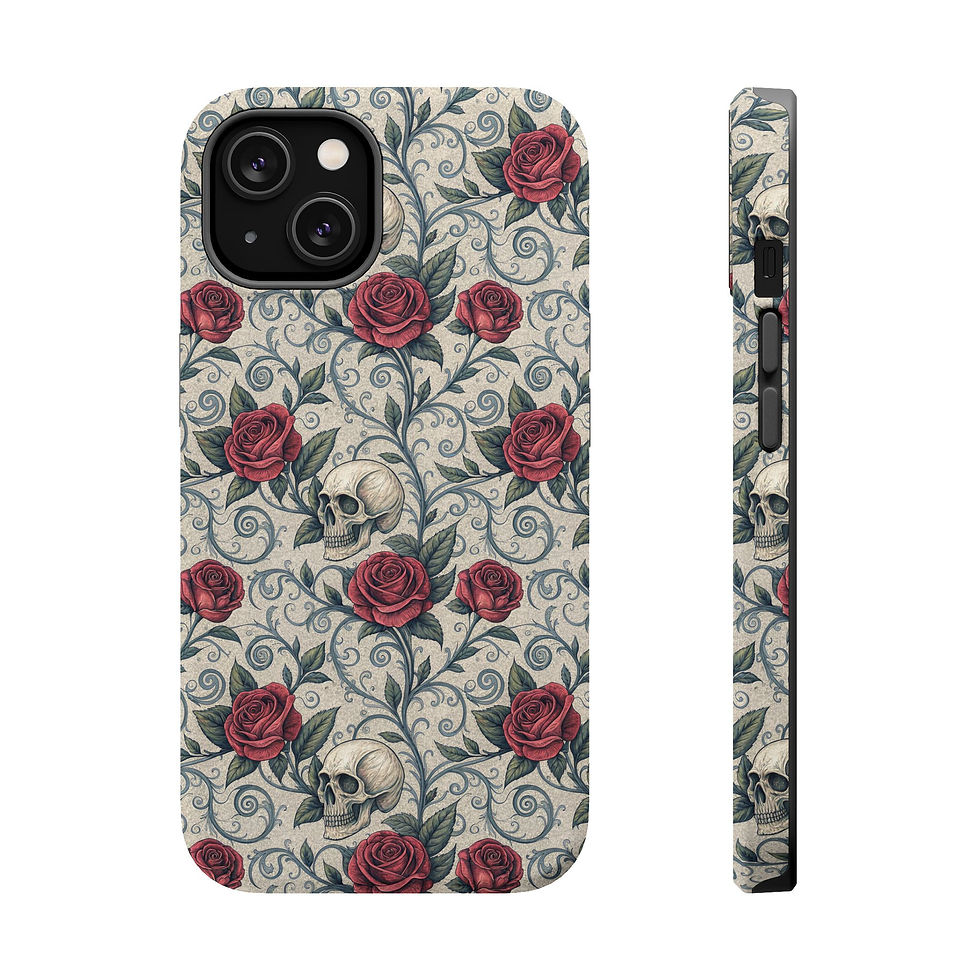 Thumbnail: Skull & Roses Magnetic Impact Case — Protective Floral Gothic Phone Case
