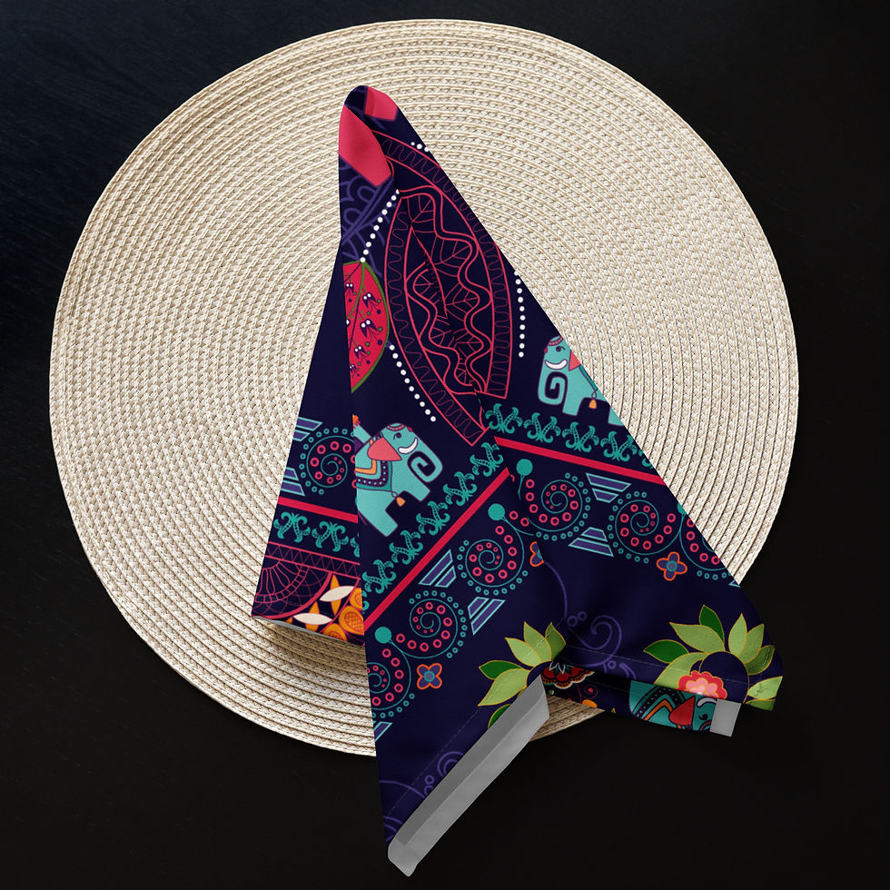 Thumbnail: Elephants in the  Jungle Cloth napkin set