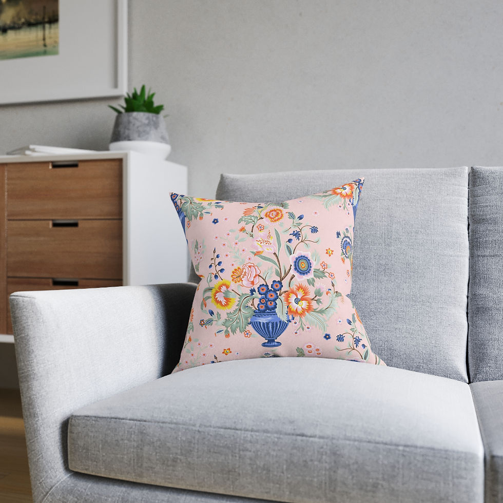 Thumbnail: Cashmere Floral Decorative Square Pillow - Cozy Home Accent for Spring Decor