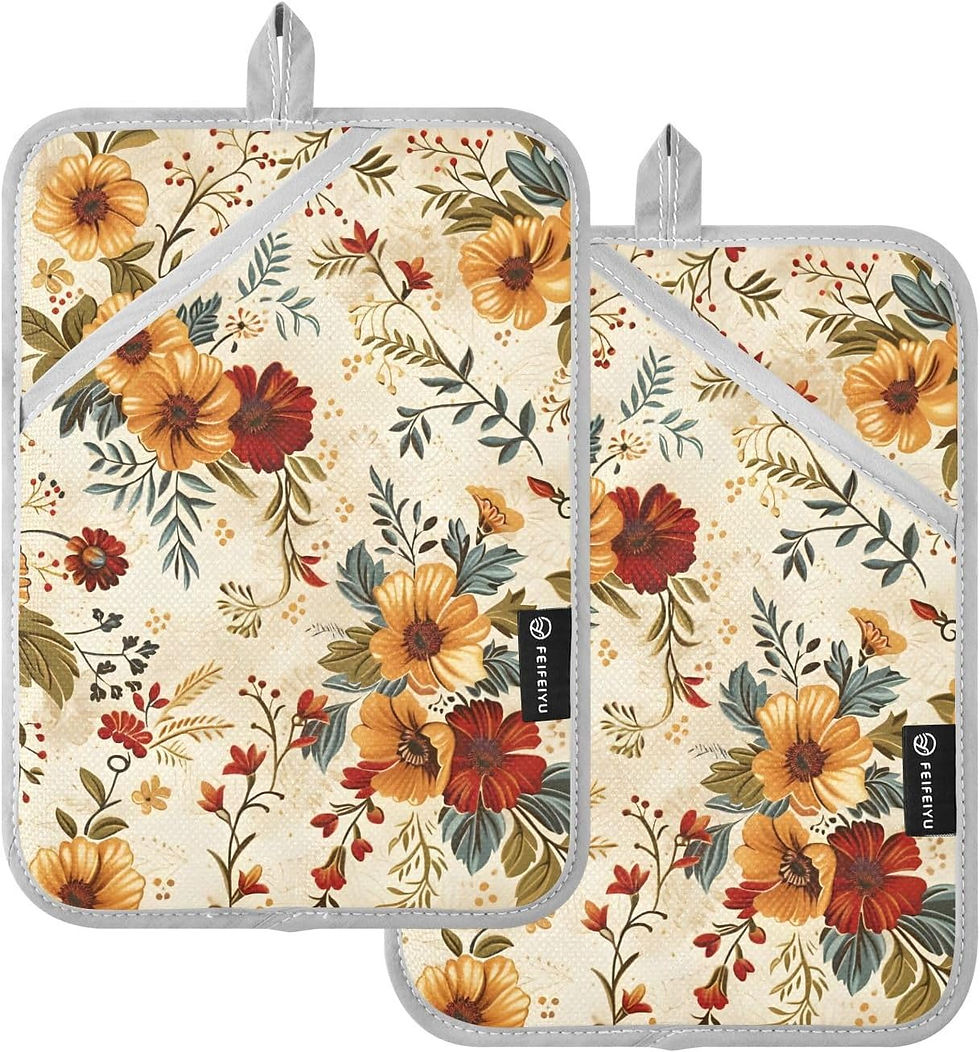 Thumbnail: Pot Holders Set of 2 Blue White Chinoiserie Floral Hot Pads for Kitchen Heat Re
