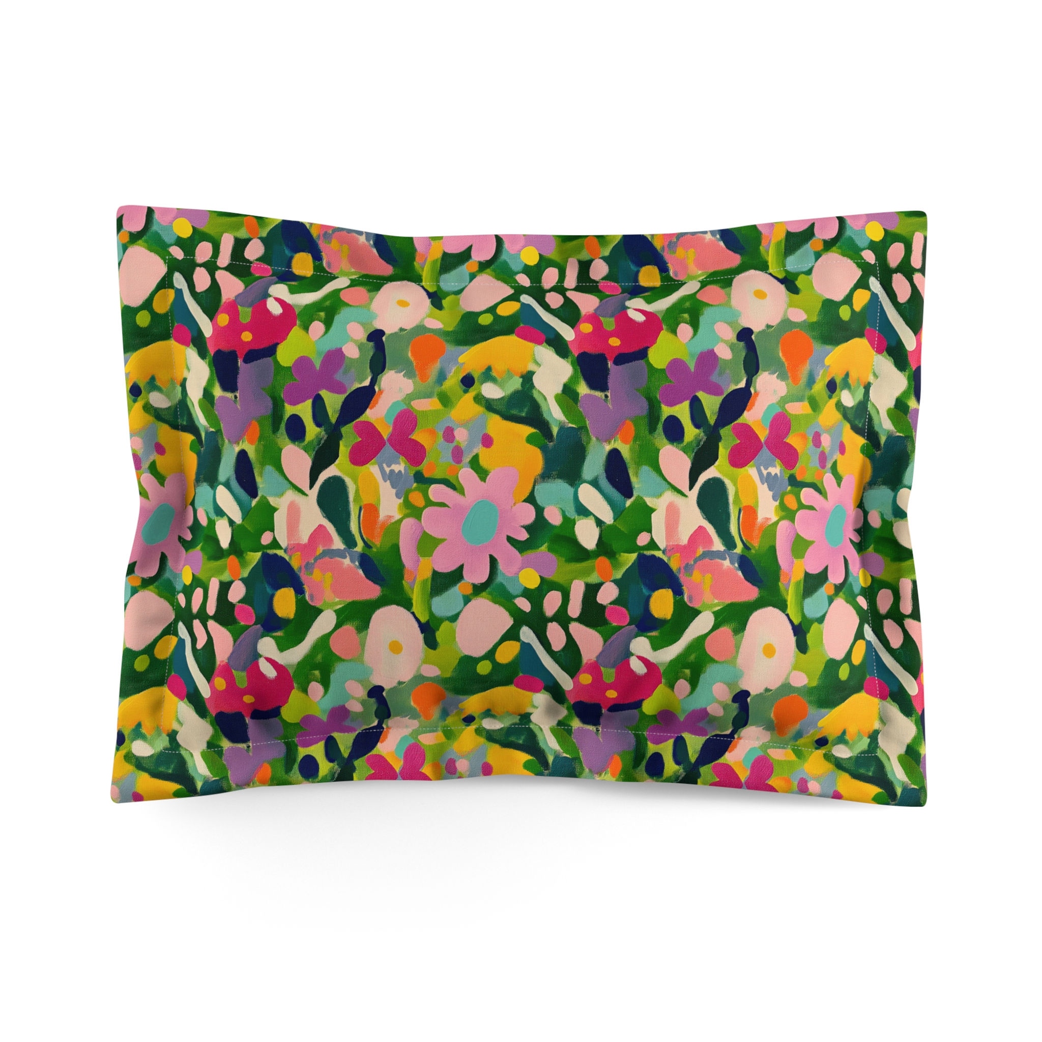 Spring Color Floral Microfiber Pillow Sham | Boho Bedroom Decor
