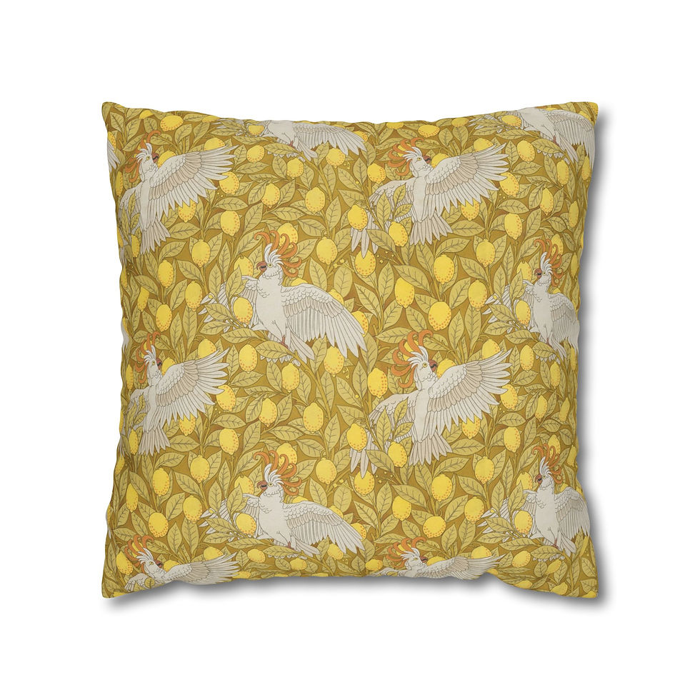 Thumbnail: Yellow Cockatoo Throw Pillow Cover — Tropical Bird Square Pillowcase