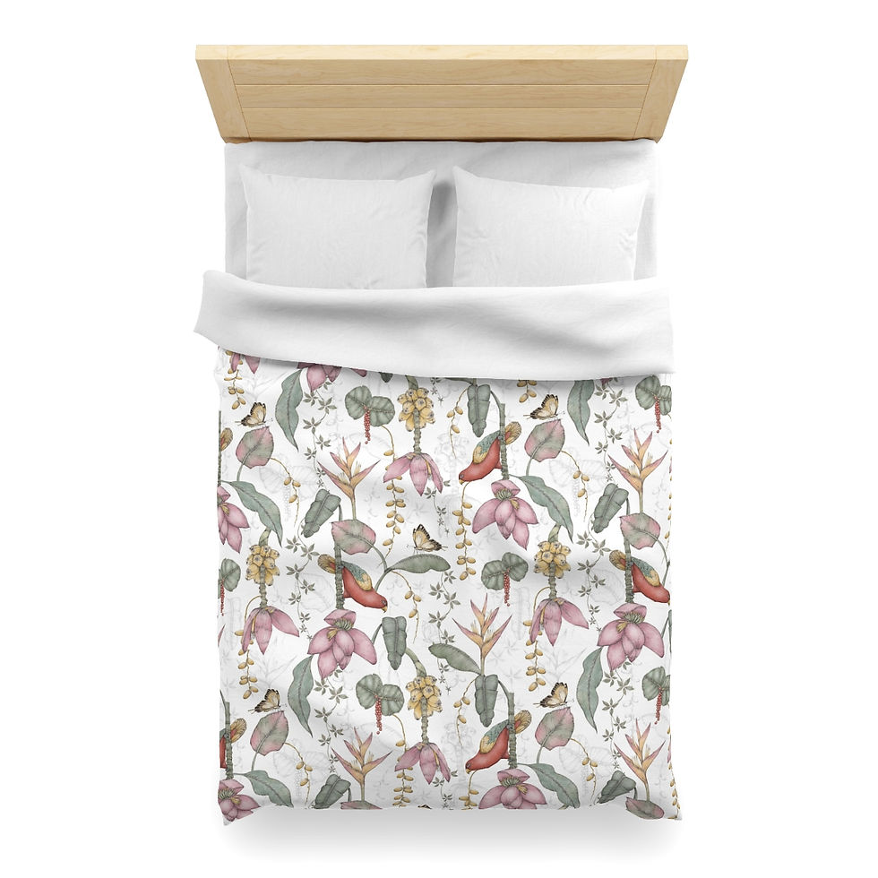 Thumbnail: Exotica II (White) Microfiber Duvet Cover
