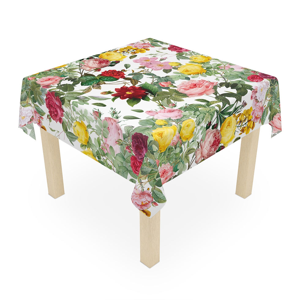 Thumbnail: English Garden Tablecloth — Vintage Pink, Red & Yellow Bloom Table Cover