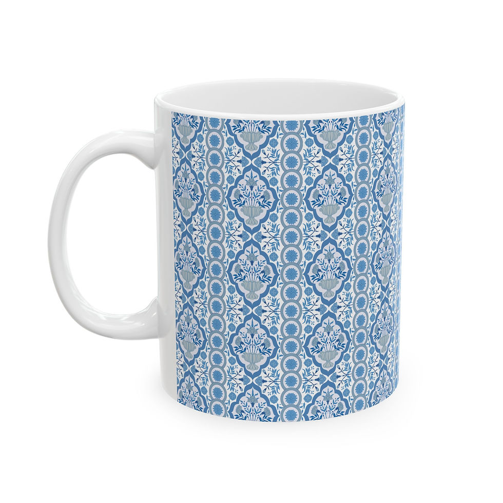 Thumbnail: Elegant Blue Pattern Ceramic Mug - Perfect for Home and Office