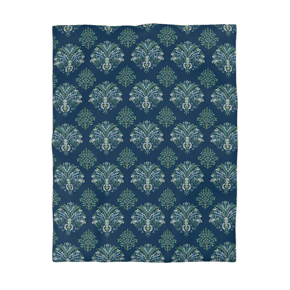Thumbnail: Indigo Bloom Microfiber Duvet Cover - Cozy Bedroom Decor