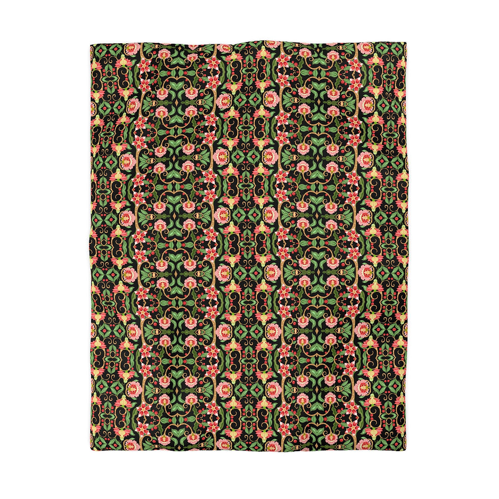 Thumbnail: Botanical Bliss Microfiber Duvet Cover - Cozy Floral Bedding for Home Décor