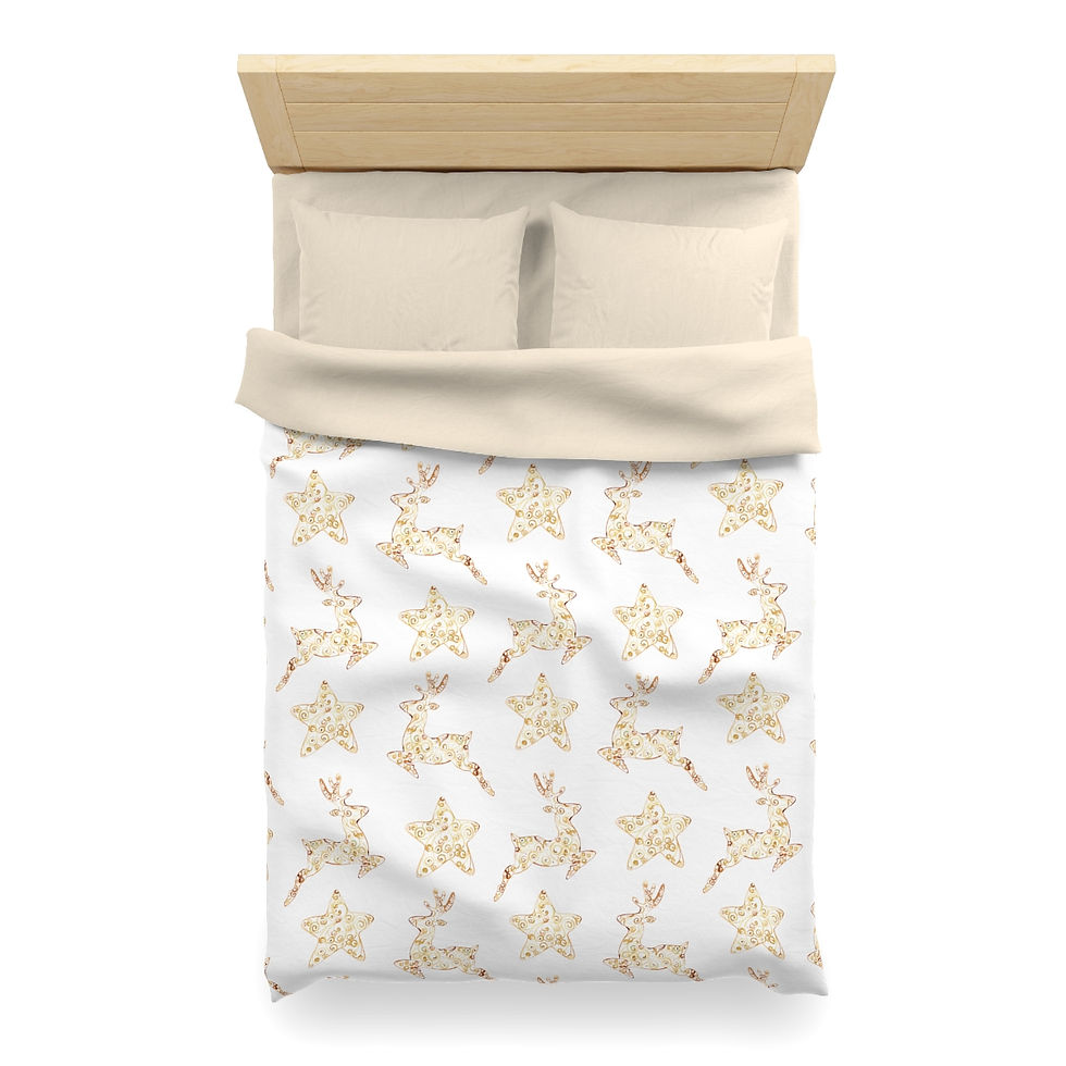 Thumbnail: Golden Reindeer and Stars Microfiber Duvet Set