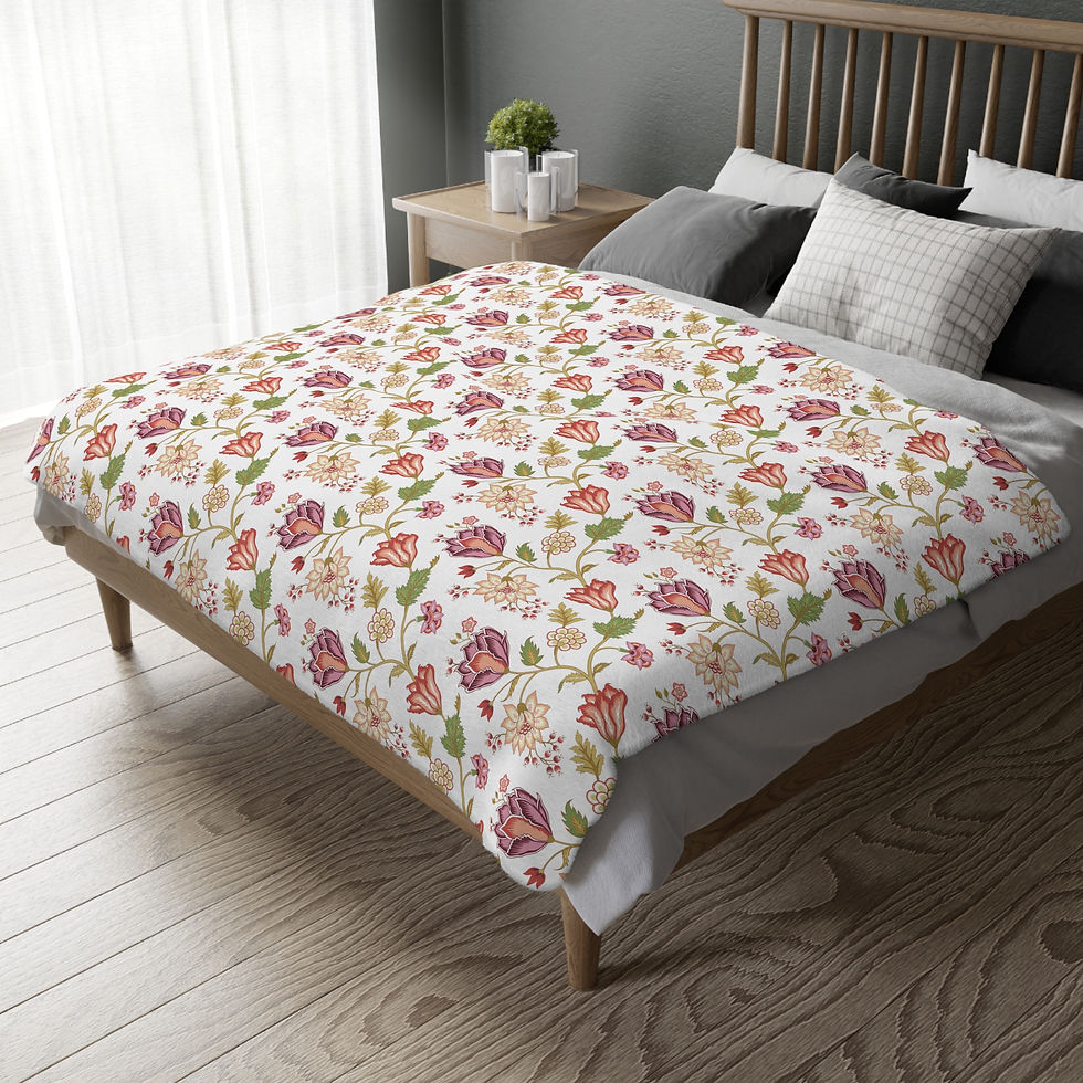 Thumbnail: Floral Reversible Velveteen Microfiber Blanket 
