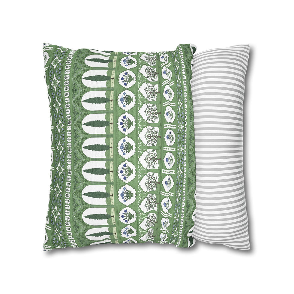 Thumbnail: Mughal Garden (Creme) Spun Polyester Square Pillowcase