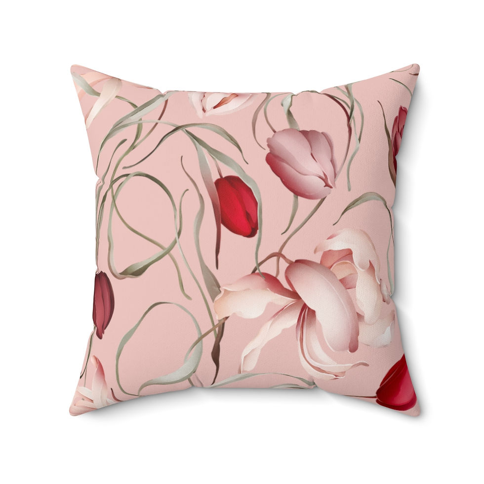Thumbnail: Sulė Tulips Blush Spun Polyester Square Pillow