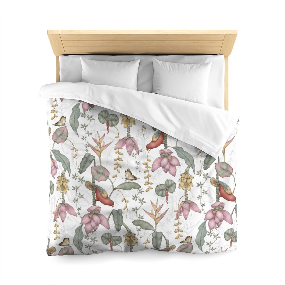 Thumbnail: Exotica II (White) Microfiber Duvet Cover